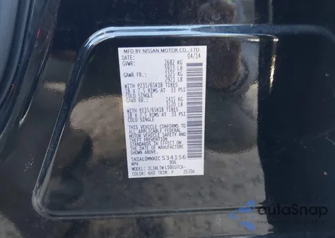 2014 Infiniti Qx60 from USA, damaged, VIN 5N1AL0MNXEC534156